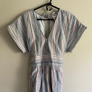 American Eagle Linen Blend Medium Romper Shorts Stripes